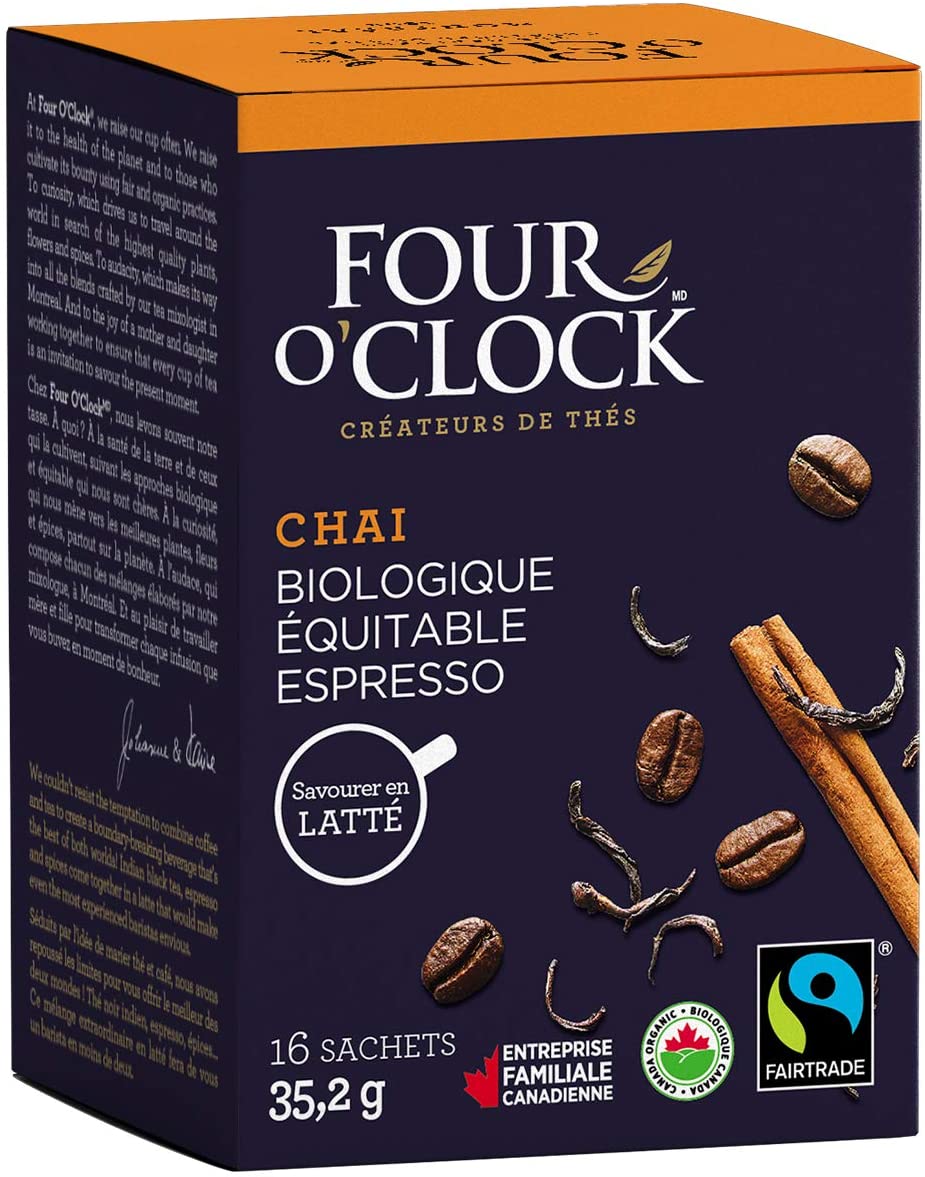 Four O'Clock Chai Espresso Tea (16 Tea Bags) Body Fuel Organics