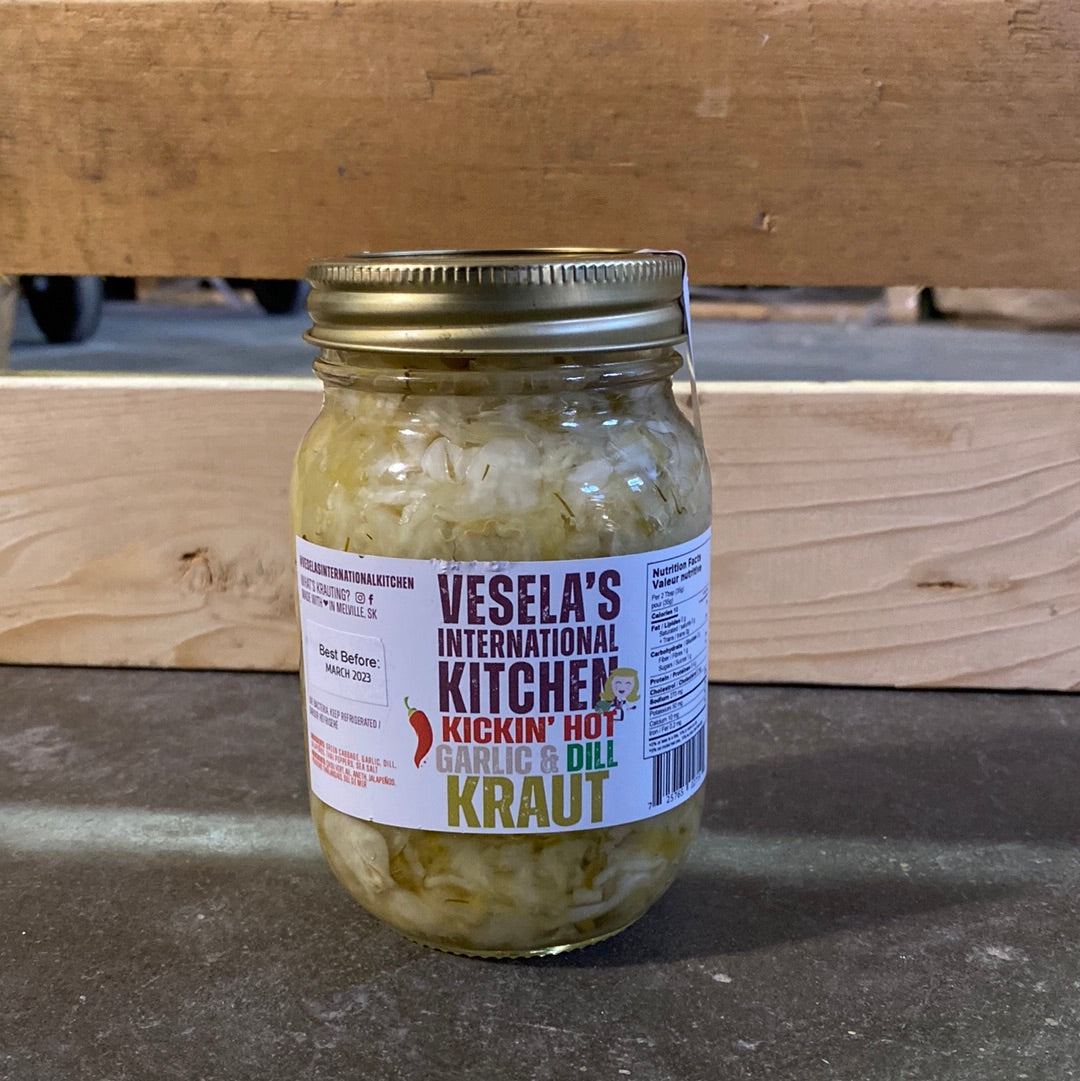 Vesela's Kickin' Hot Garlic & Dill Kraut (500ml) Body Fuel Organics