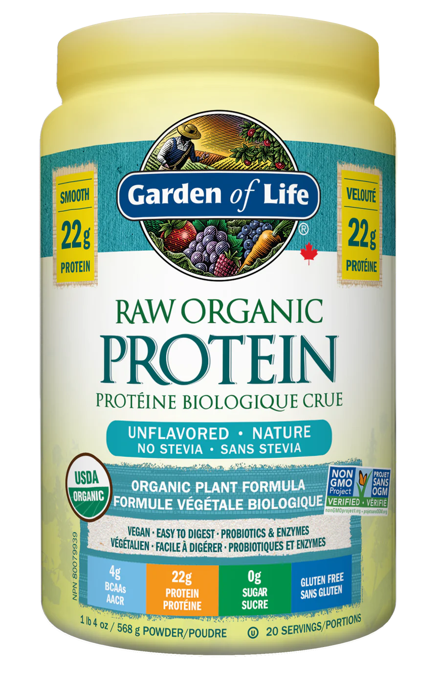 Garden of Life Raw Org Protein, Unflavored, 568g