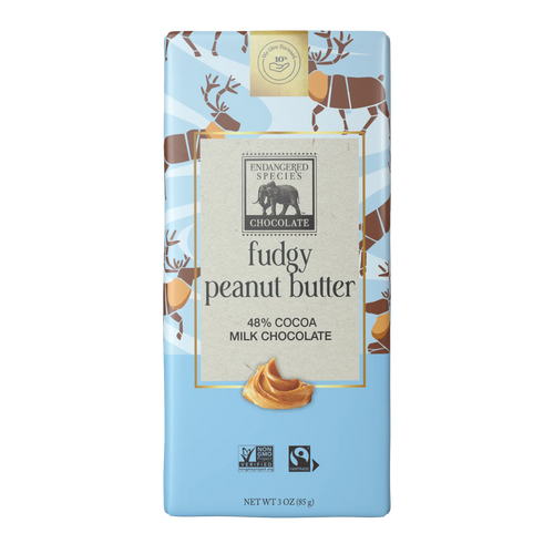 Endangered Species Fudgy Peanut Butter Milk Choc (48%) Bar, 85g