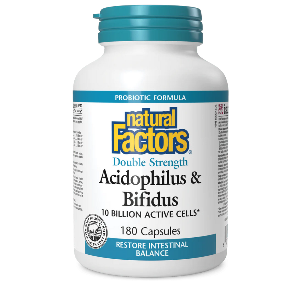 Natural Factors Acidophilus & Bifidus Double Strength, 180cap, 10BILLION