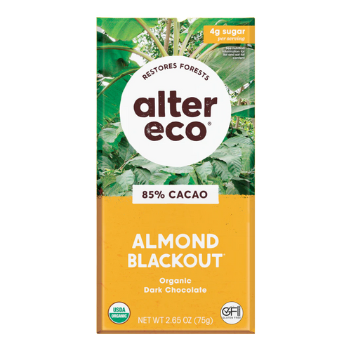 Alter Eco 85% Almond Blackout Chocolate Bar (75g)