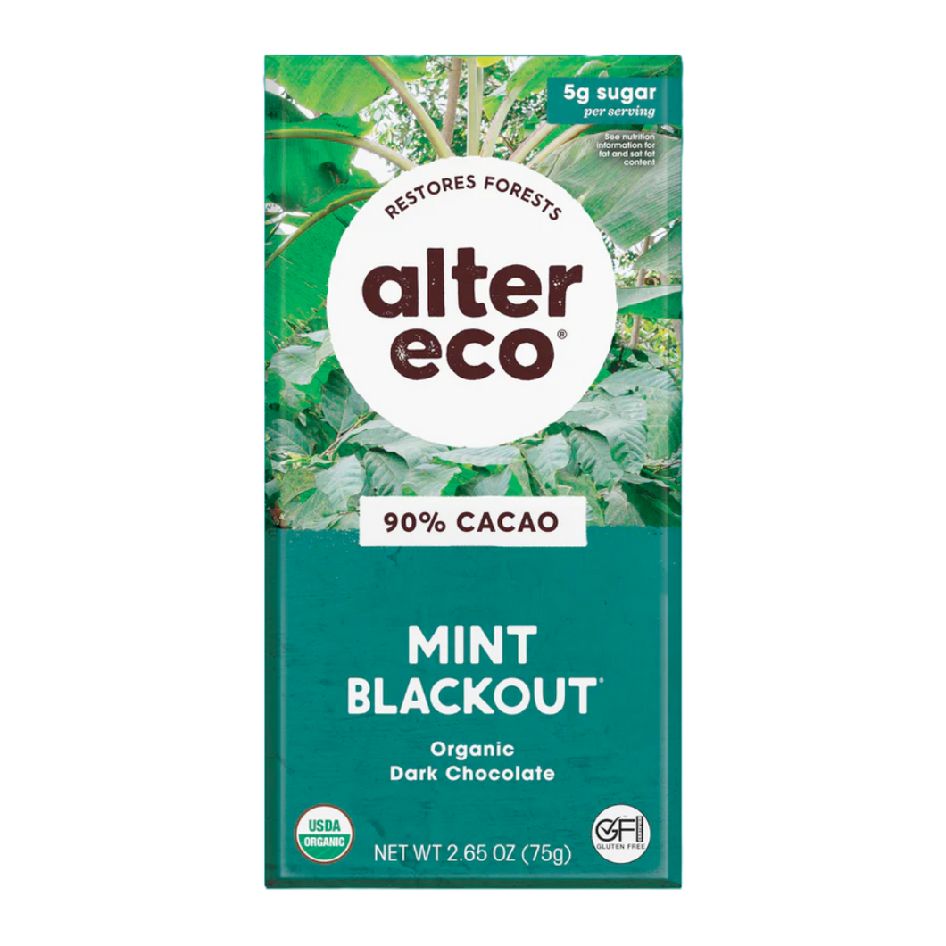 Alter Eco 90% Mint Blackout Chocolate Bar 75g