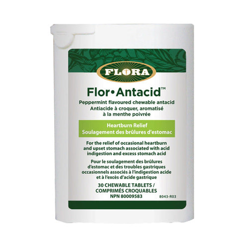 Flora antacid chewable heartburn relief (30 tablets)