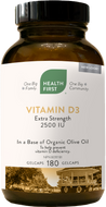 Health First Extra Strength Vitamin D3, 2500IU, 180gelcaps