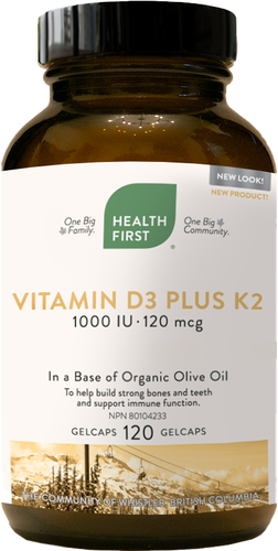 Health First Vit D3 Plus K2, 120 gelcapsp