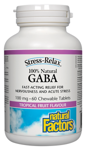 Natural Factors GABA 100mg, Tropical Fruit Flavour (60 Chewables)