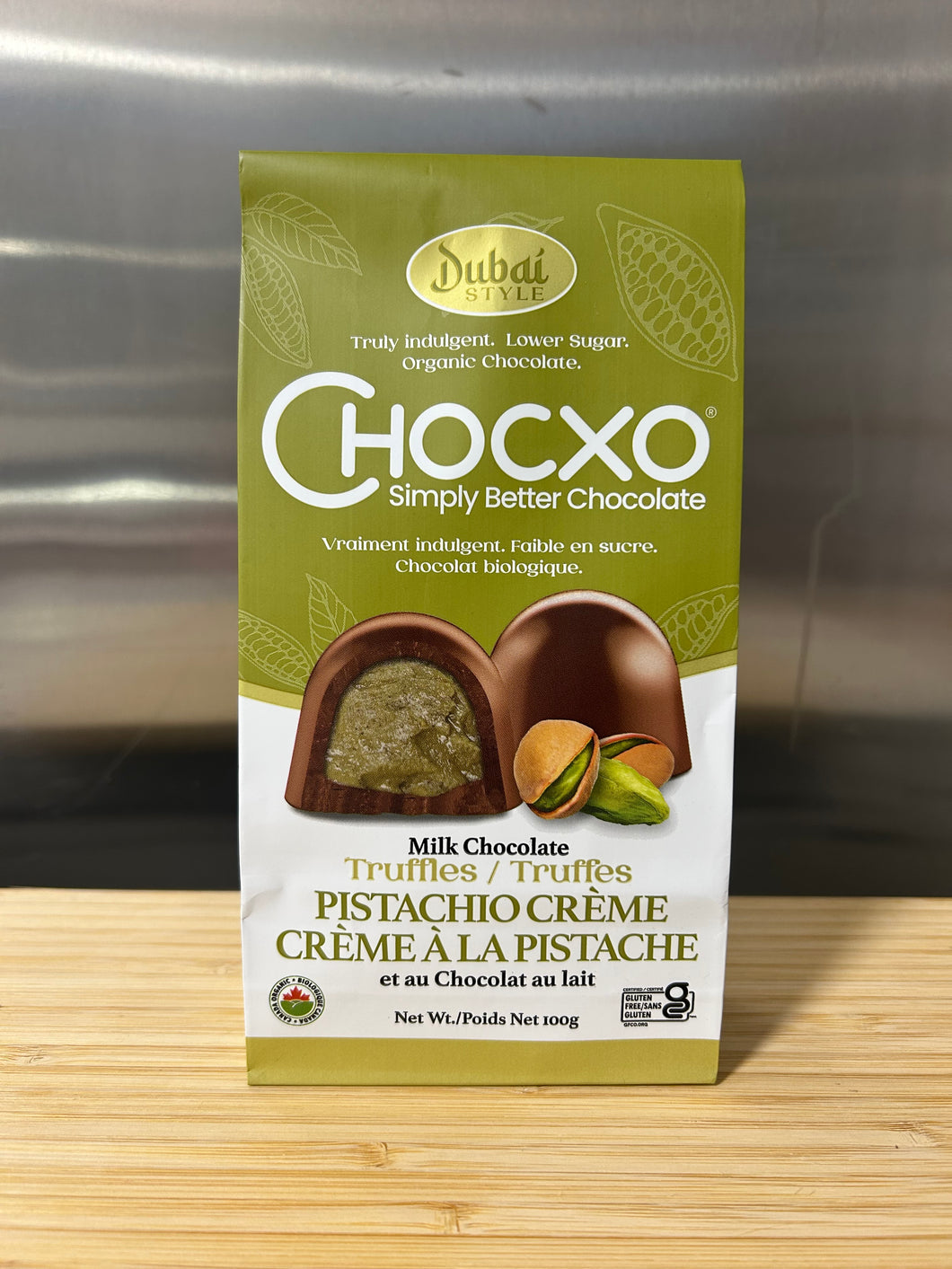 SEASONAL! ChocXO Milk Chocolate Dubai Pistachio Creme Truffles, 100g