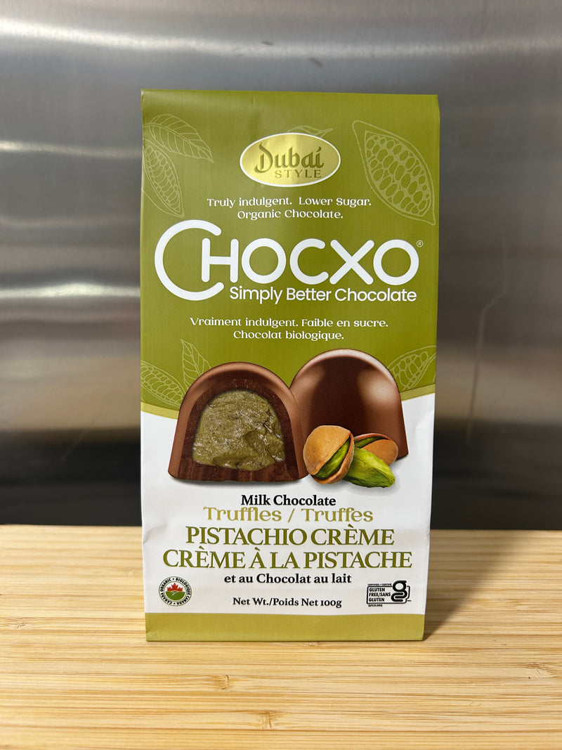 Tascioo クリーム 89.9% 10個セット SEASONAL! ChocXO Milk Chocolate Dubai Pistachio Creme Truffles