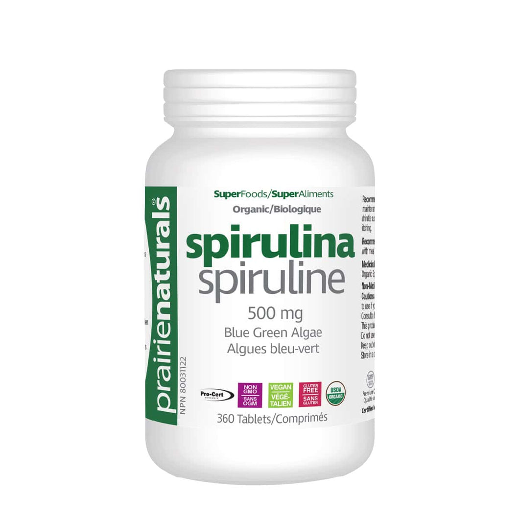 Prairie Naturals Organic Spirulina (500mg) , 360 tablets