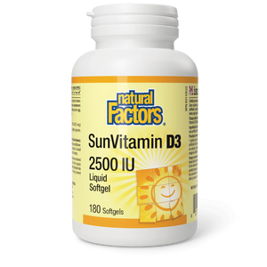 Natural Factors SunVitamin D3, 2500IU, 180softgels
