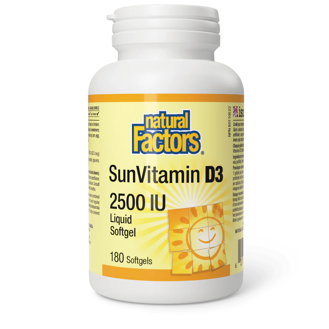 Natural Factors SunVitamin D3, 2500IU, 180softgels