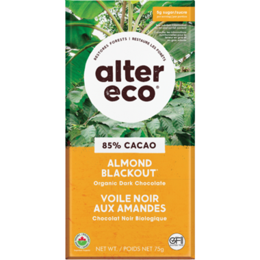 Alter Eco 85% Almond Blackout Chocolate Bar (75g)
