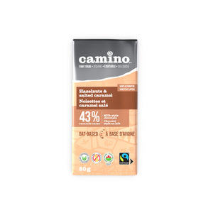 Camino Hazelnut & Salted Caramel 43% Oat-Based Chocolate Bar (80g)