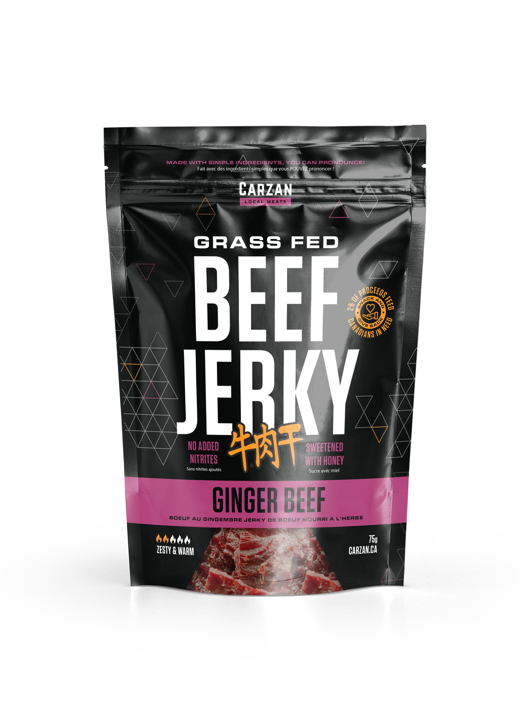 Carzan Grass Fed Beef Jerky Ginger Beef (75g)