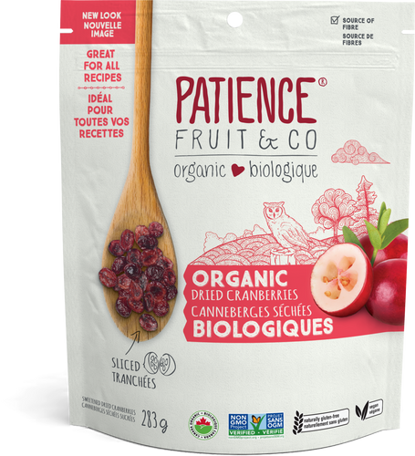 Patience  Fruit & Co., Organic Dried Sliced Cranberries, 283g