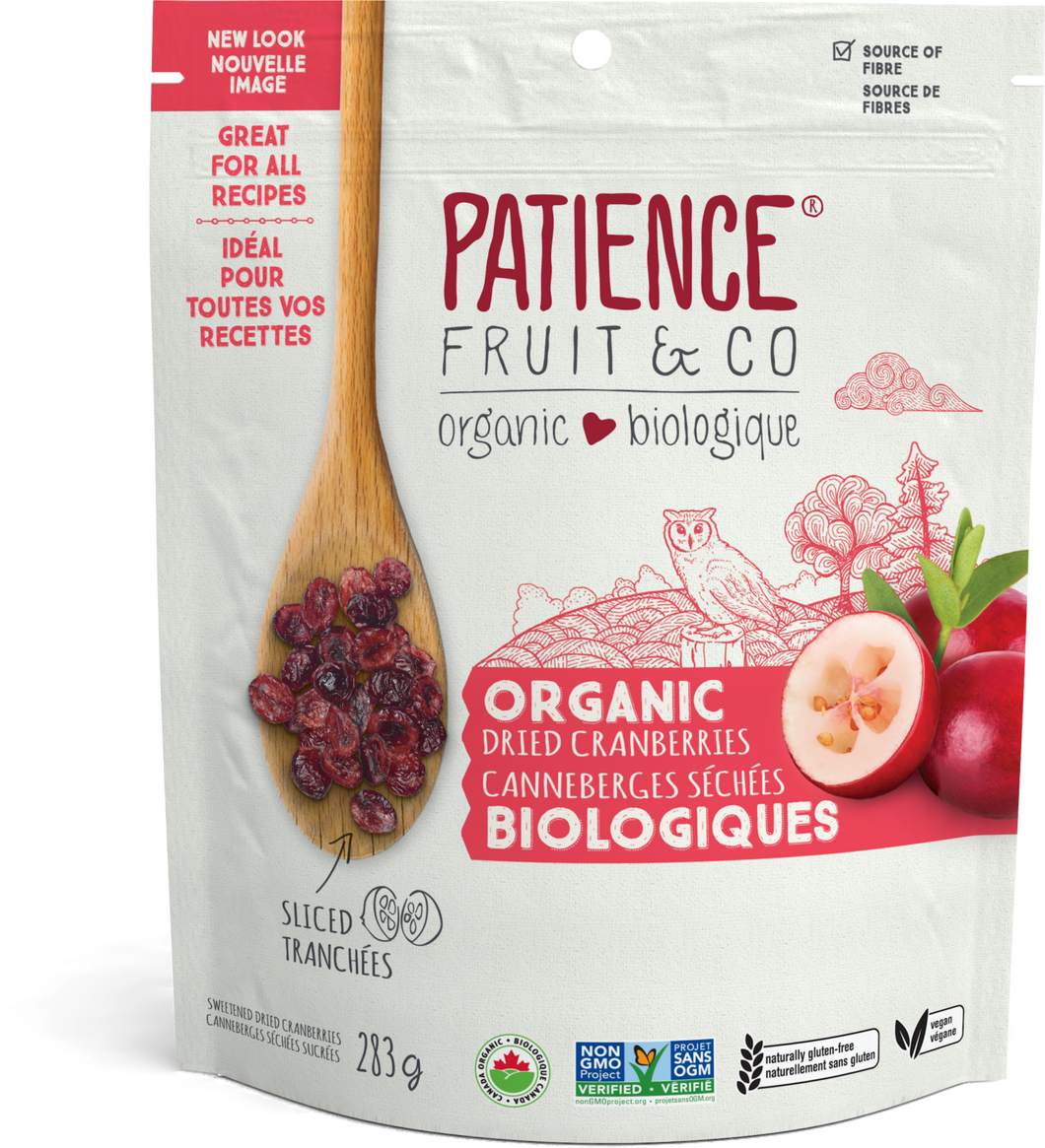 Patience  Fruit & Co., Organic Dried Sliced Cranberries, 283g
