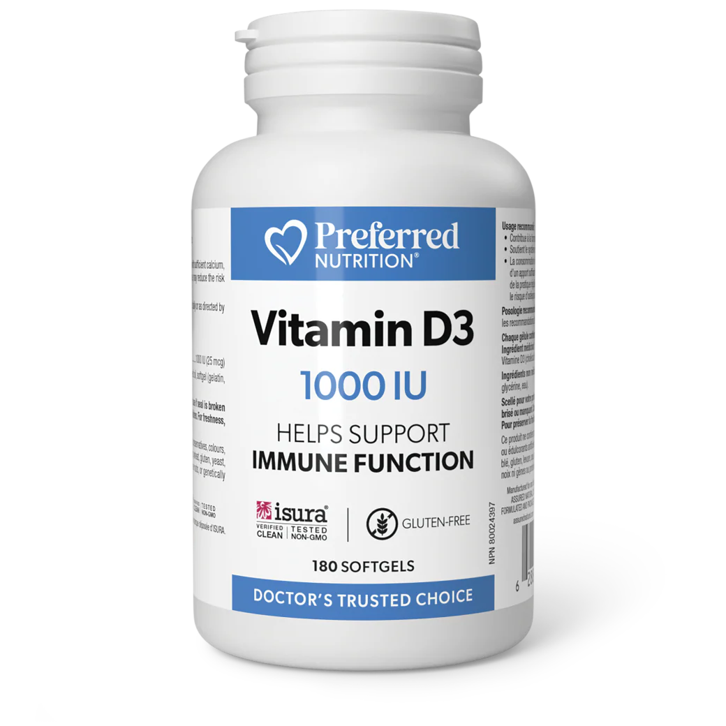 Preferred Nutrition Vitamin D3, 1000IU, 100softgels – Body Fuel Organics