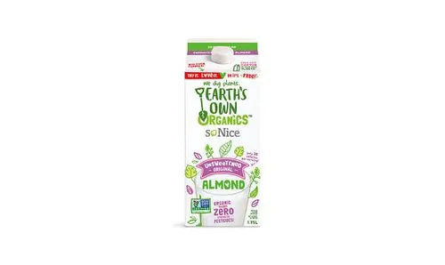 Earth's Own Organic Unsweetened Almond Milk, 1.75L