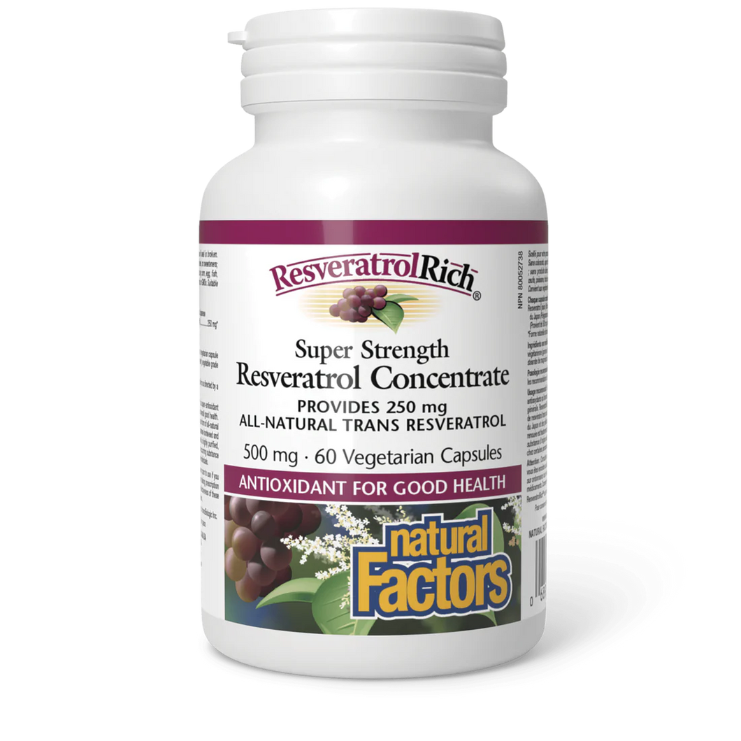 Natural Factors Super Strength Resveratrol Concentrate 500mg, 60vcaps