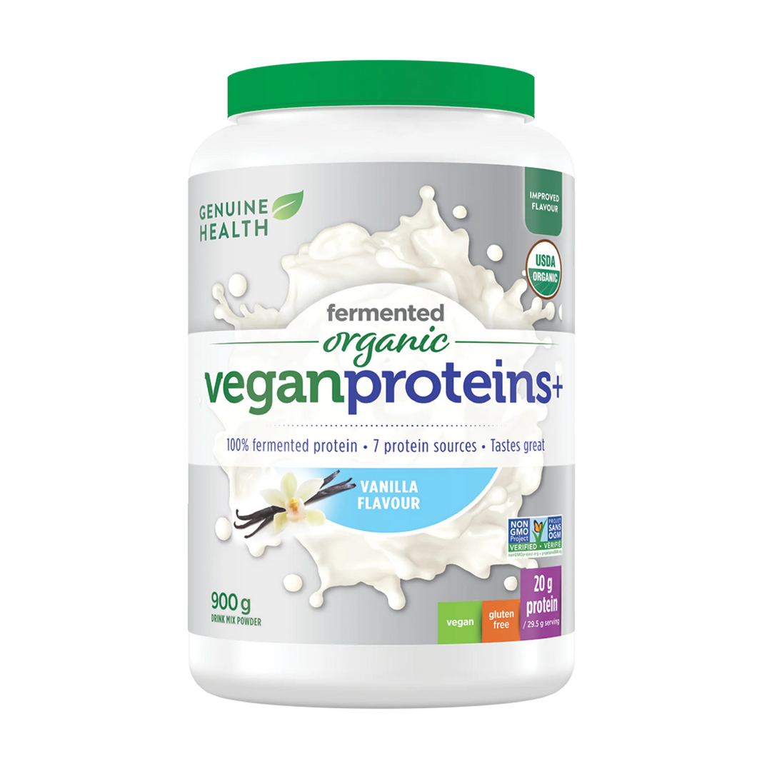 Genuine Health Fermented Organic Vegan Proteins+, BONUS SIZE 1080g, vanilla