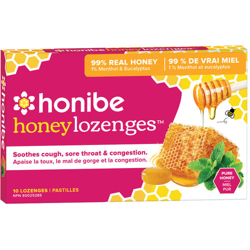 Honibe Honey Lozenges Pure Honey - Cough, Sore Throat & Congestion (10 Lozenges)