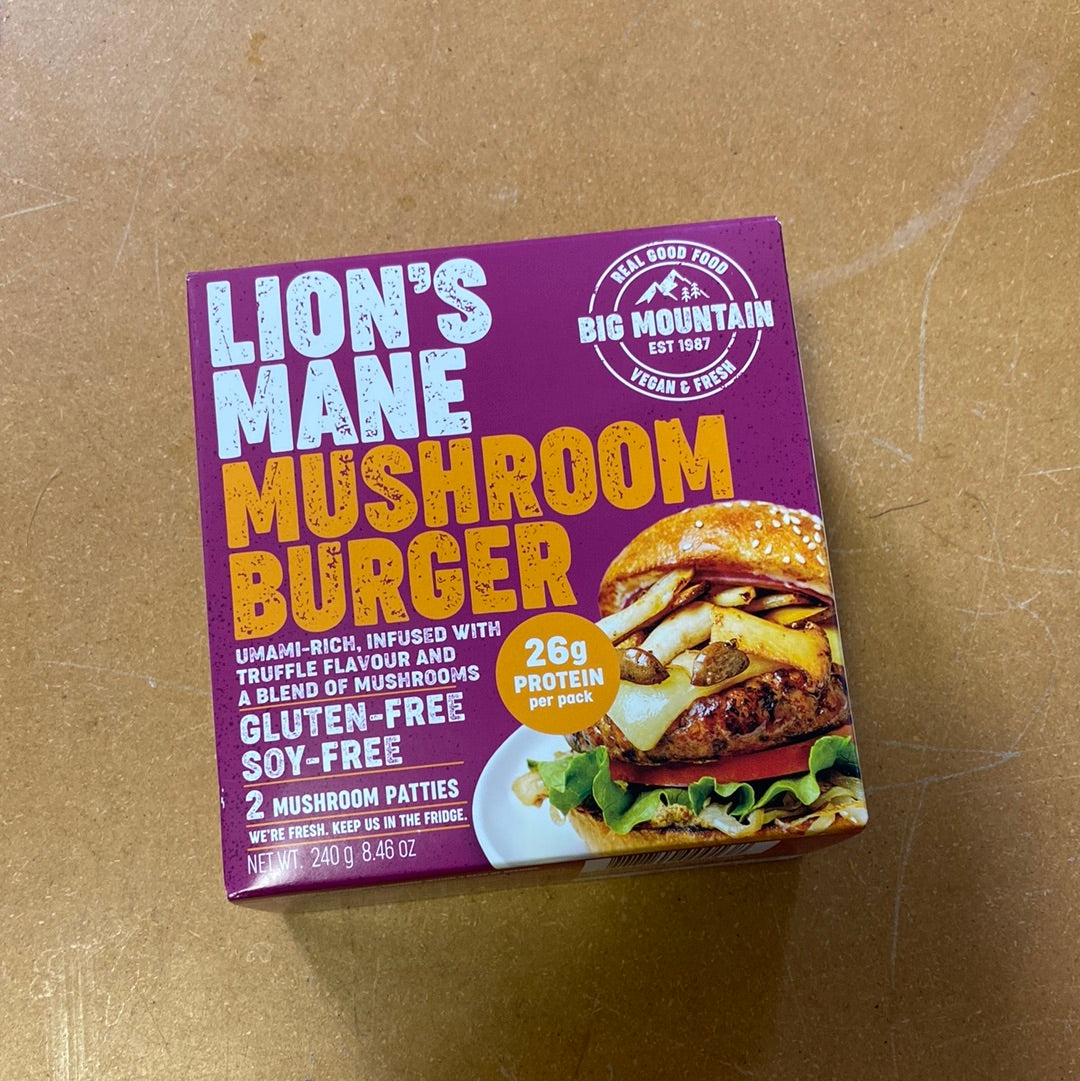Big Mountain Foods Lion's Mane Mushroom Burger (2 Patties) Body Fuel