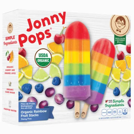 Jonny Pops, Organic Rainbow Fruit Stack Naturally Flavoured Ice Pops, 5x55ml