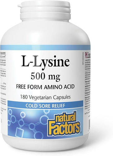 Natural Factors L-Lysine 500mg, 180vcaps