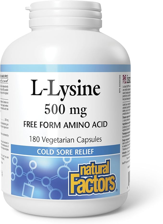 Natural Factors L-Lysine 500mg, 180vcaps