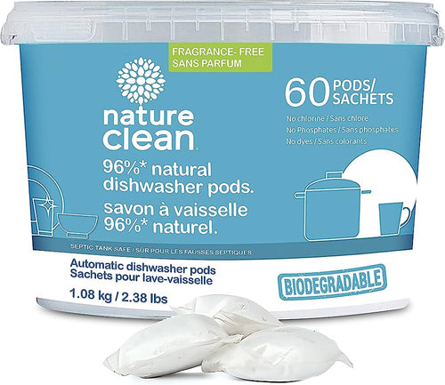 Nature Clean Automatic Dishwasher Pods Fragrance Free 60ct (1.08kg)