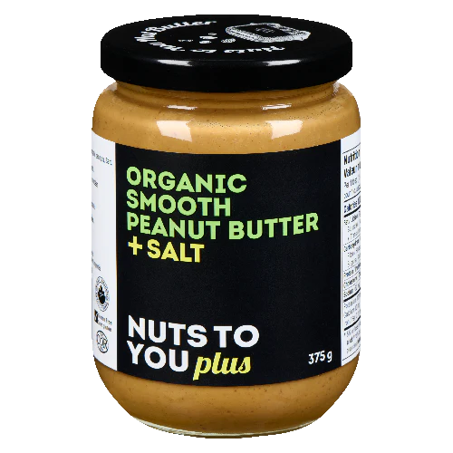 Nuts to You Plus Organic Smooth Peanut Butter + Salt (375g)