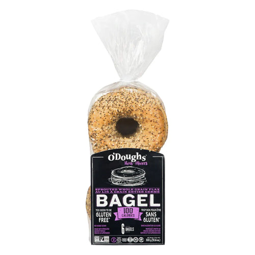 O'Doughs GF Sprouted Whole Grain Flax Bagel THINS (6 Bagels)