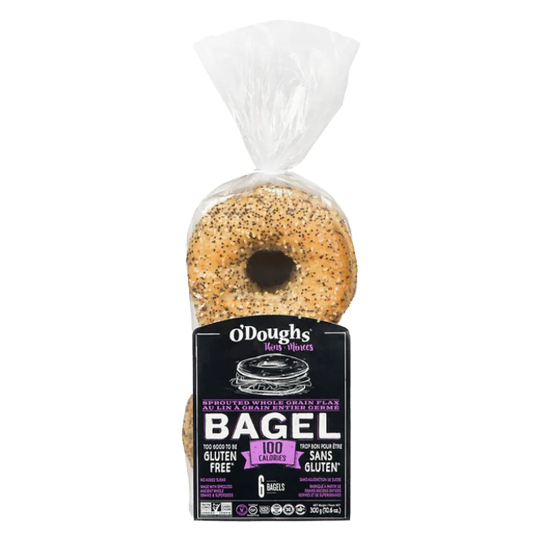 O'Doughs GF Sprouted Whole Grain Flax Bagel THINS (6 Bagels)
