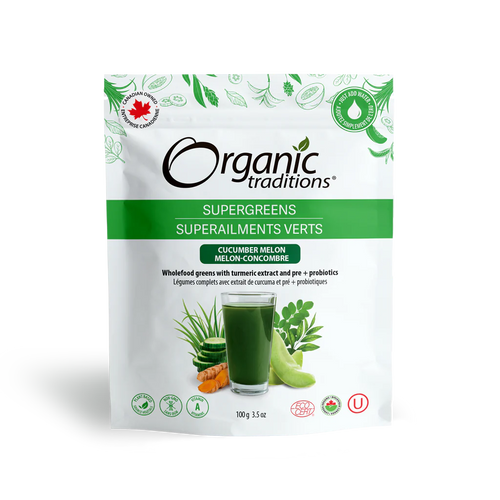 Organic Traditions Supergreens, Cucumber Melon (100g)