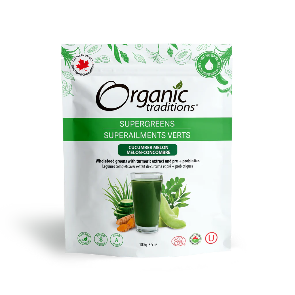 Organic Traditions Supergreens, Cucumber Melon (100g)