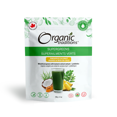 Organic Traditions Supergreens, Pineapple Coconut (100g)