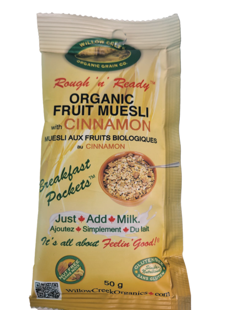 Willow Creek Organic Fruit Muesli w/cinnamon, 50g single serve