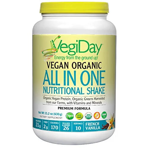 VegiDay Veg Organic All-In-One Shake, French Vanilla 800g