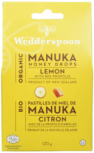 Wedderspoon Organic Manuka Honey Drops Lemon w/ Bee Propolis (20 Drops)