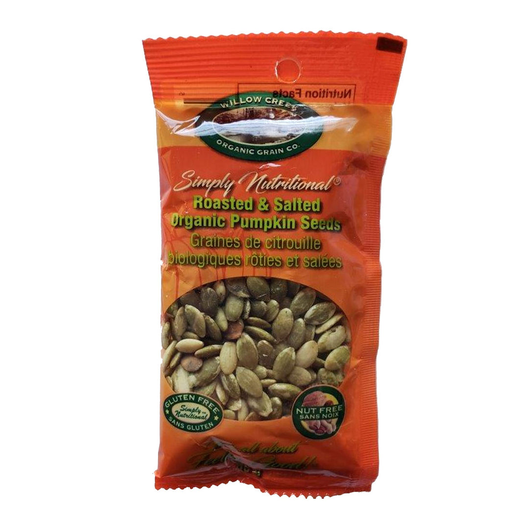 Willow Creek Roasted & Salted Organic Pumpkin Seeds, 50g snack size
