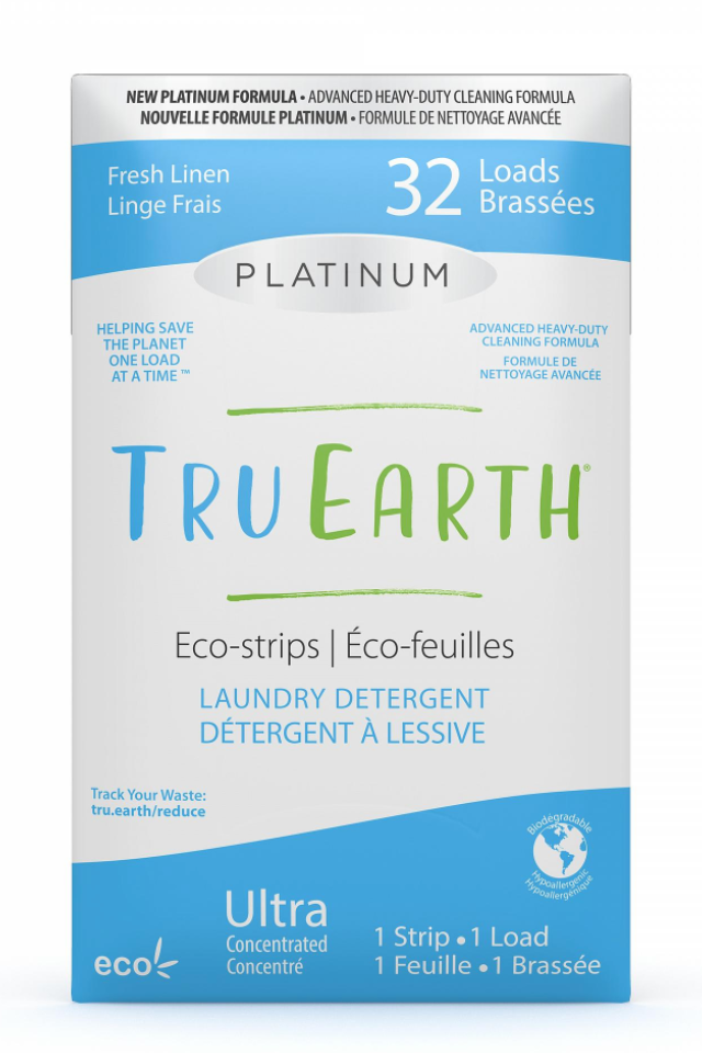 Tru Earth Laundry Detergent Eco-Strips Fresh Linen PLATINUM PACK (32 Loads)