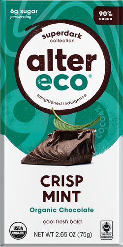 Alter Eco Dark Crisp Mint Chocolate Bar 75g