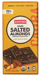 Alter Eco Dark Salted Almonds Chocolate Bar 80g