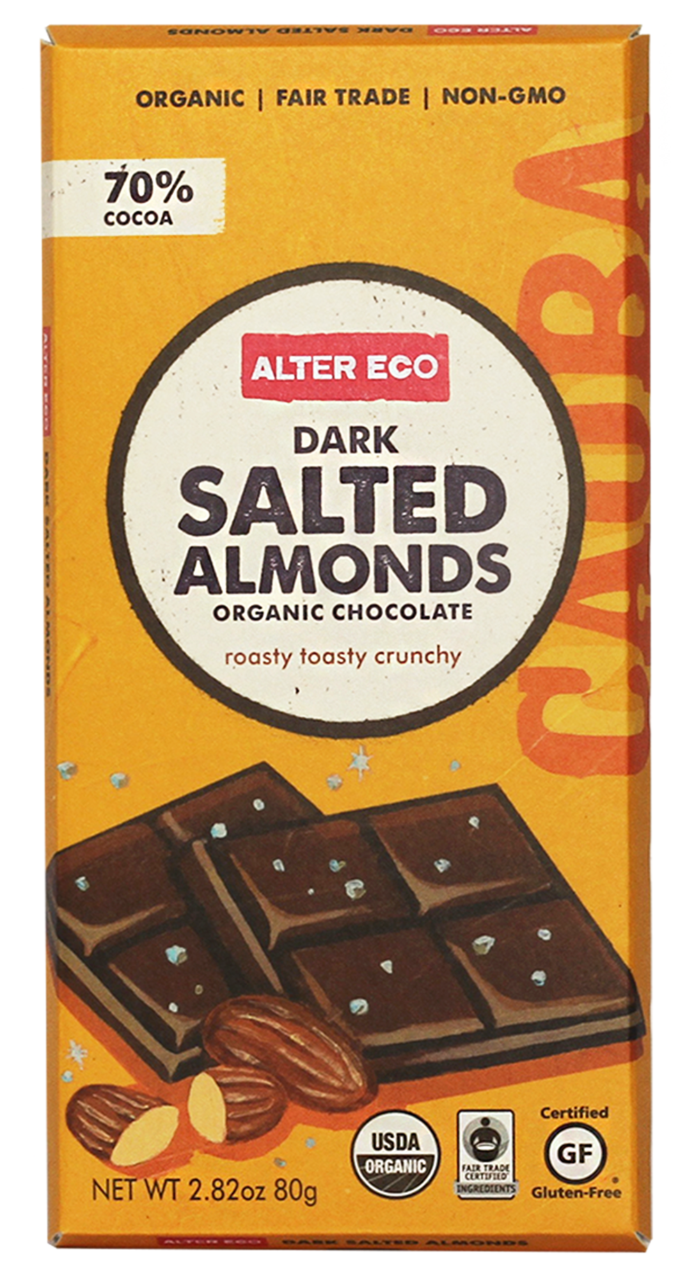 Alter Eco Dark Salted Almonds Chocolate Bar 80g