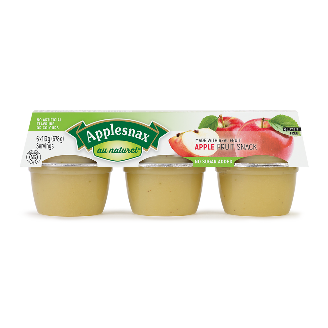 Applesnax Au Naturel Unsweetened Apple Sauce Cups 6/pack (678g)