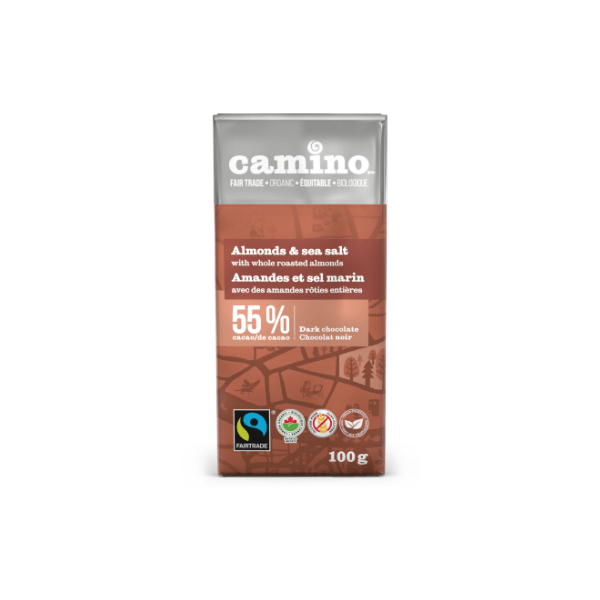 Camino Almonds & Sea Salt 55% Dark Chocolate Bar (100g)