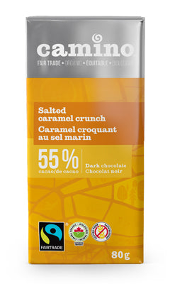 Camino Salted Caramel Crunch 55% Dark Chocolate Bar (80g)