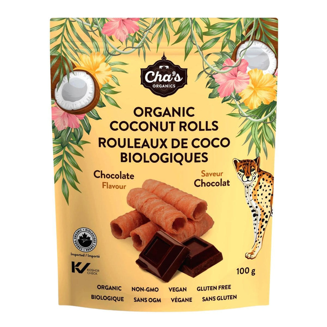 Cha's Organic Coconut Rolls Chocolate (100g)