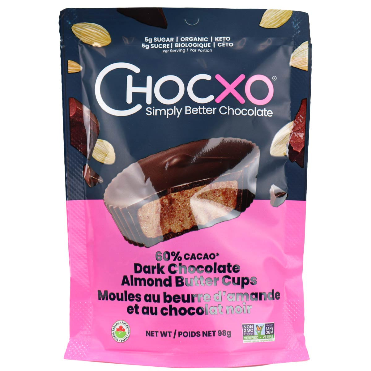 ChocXO Keto Dark Chocolate Almond Butter Cups (98g) Body Fuel Organics